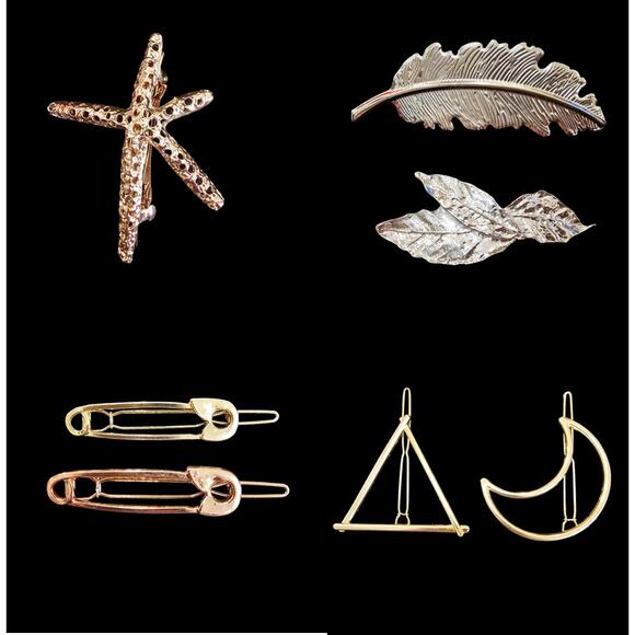 Unbranded Accessories - Women's Gold-Brass Toned Hair Accessory Barrett Up-do Fashion Jewelry 7Pc Bundle